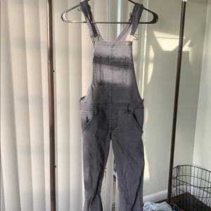 Grey denim overalls
